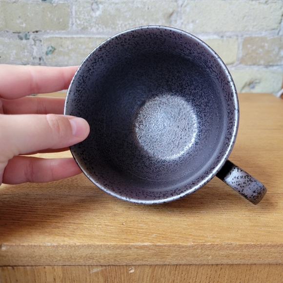 Japanese Ceramic Mug/Tea Cup with Inlaid Design Red & Gunmetal 12oz - Picture 3 of 4